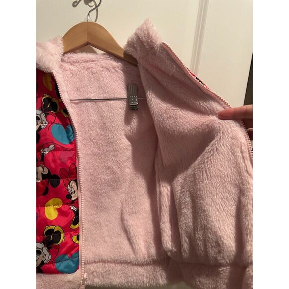 Disney Minnie Mouse Riversable Light & Hot Pink Puffer Jacket Size 5 - Picture 5 of 10
